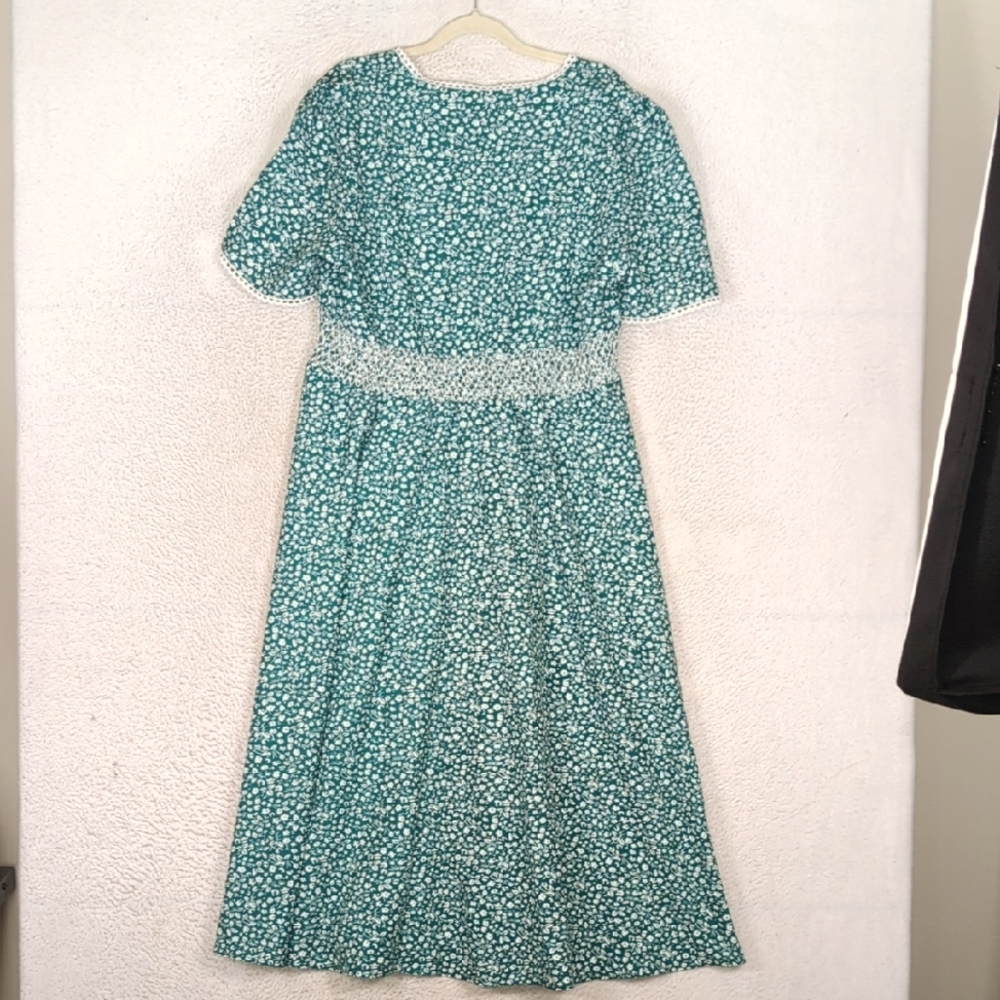 SHEIN Women's Turquoise Floral Farmhouse‎ Midi Dress Size XL